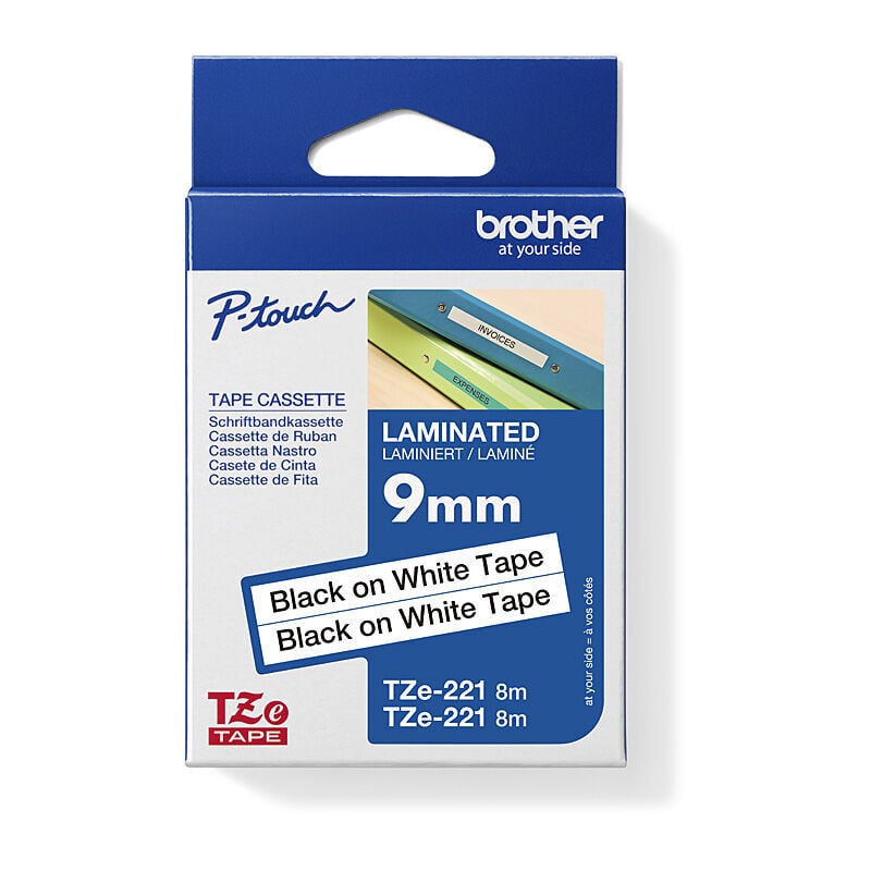 Brother TZe-221 Black on White Label Tape Twin Pack