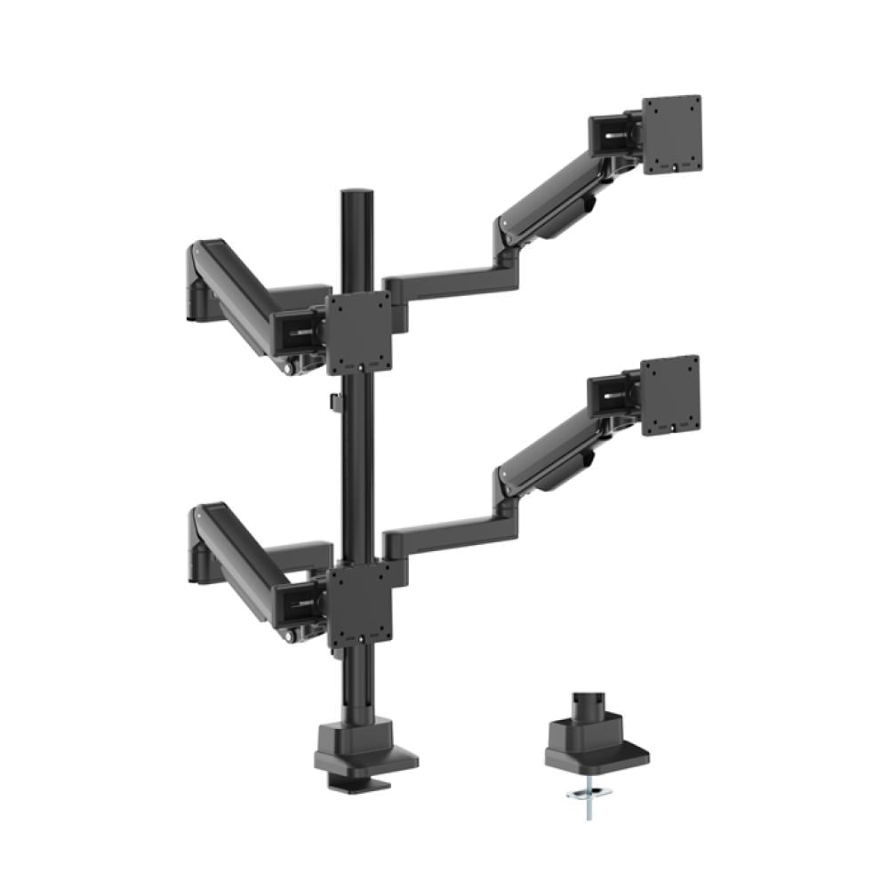 Brateck Quad Monitor Arm Mechanical Spring 17 to 40 Inch 11Kg 180 Degree Black