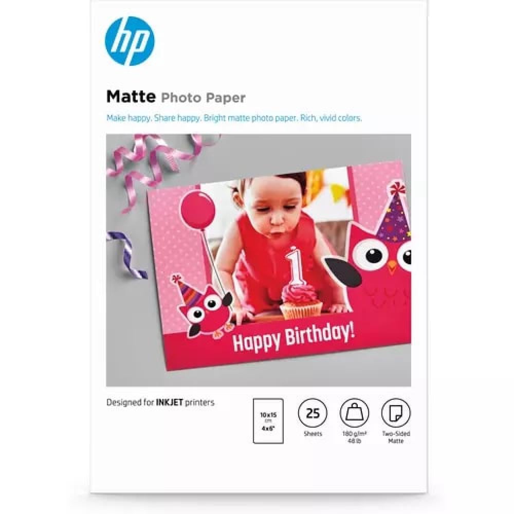 HP Matte Photo Paper 10x15cm 25 Sheets 7HF70A