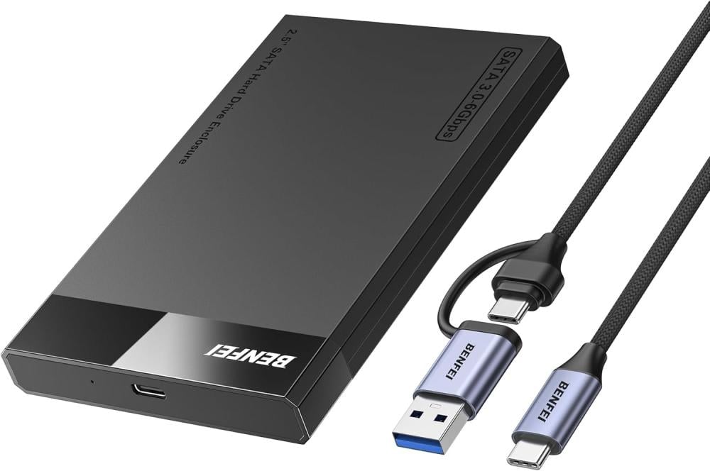 Benfei 385BK 2.5 Inch SATA to USB-A + USB C Tool-Free External Hard Drive