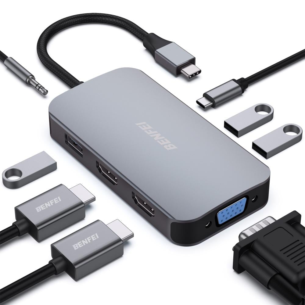 Benfei USB C Hub Triple Display 8-in-1 Docking Station