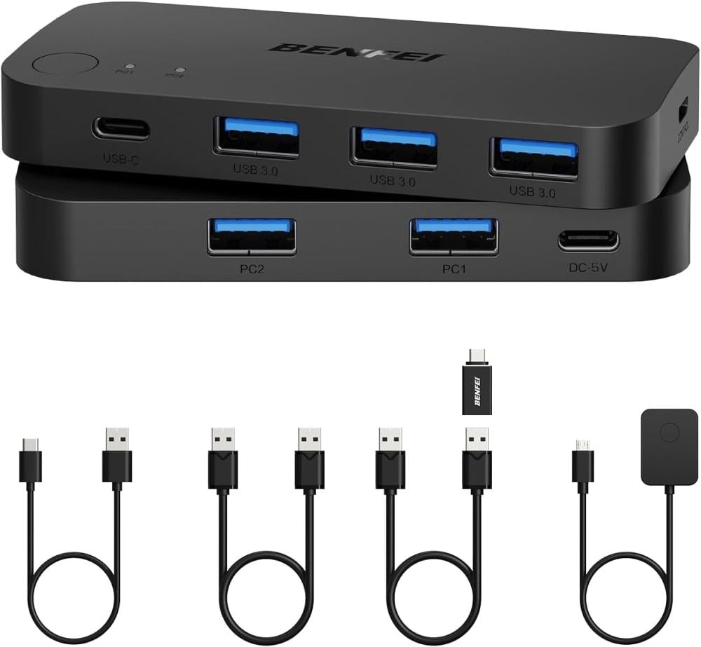 Benfei USB 3.0 Switcher 2 Computers Share 3 USB Ports