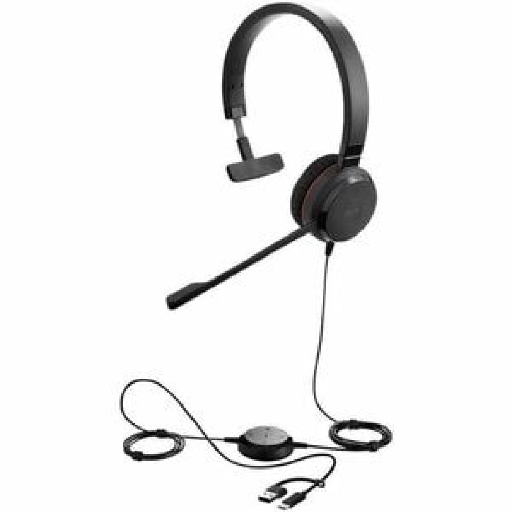Jabra Evolve 30 II MS Corded Mono Headset with 3.5mm USB-C and USB-A