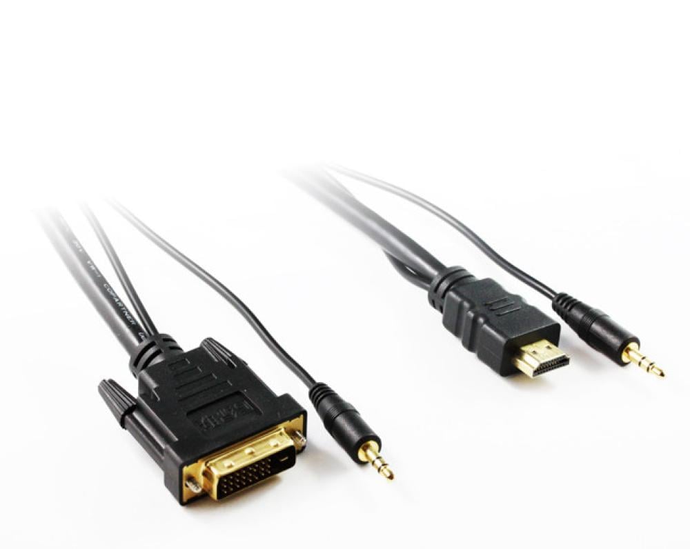 2M DVI D To HDMI Cable With 3.5Mm Audio Display Cables
