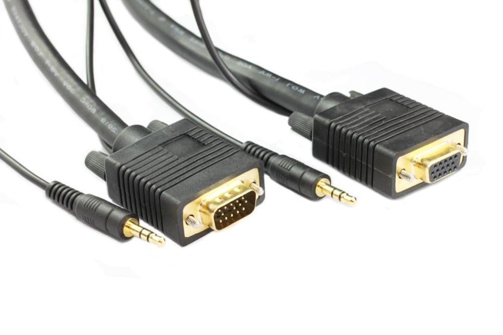 2M SVGA HD15 Male to Female Cable with 3.5mm Audio