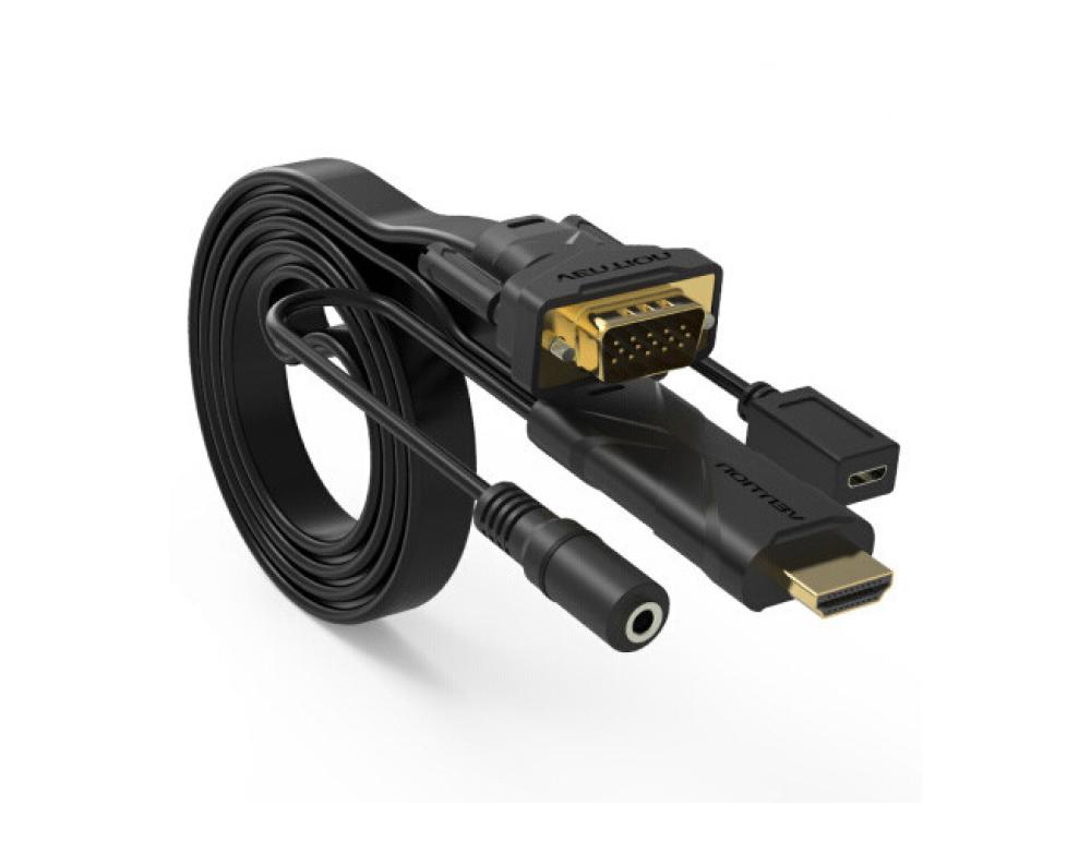 2M HDMI To VGA Flat Cable With Audio Display Cables