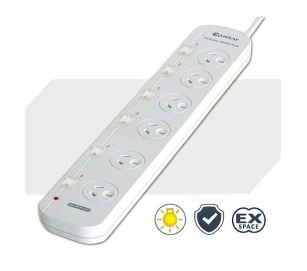 Sansai 6 Way Powerboard 6 Outlet 10A 240V Individually Switched 3 UPS