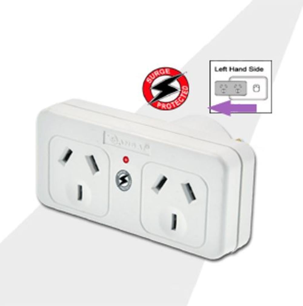 Sansai Surged Protected Double Adaptor Left Side Active Indicator UPS