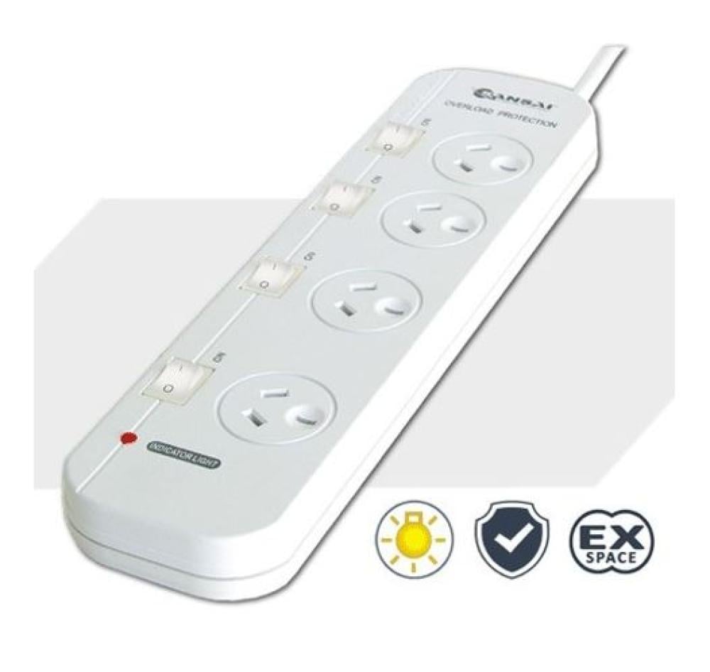 Sansai 4 Way Powerboard 4 Outlet 10A 240V Individually Switched 2 UPS
