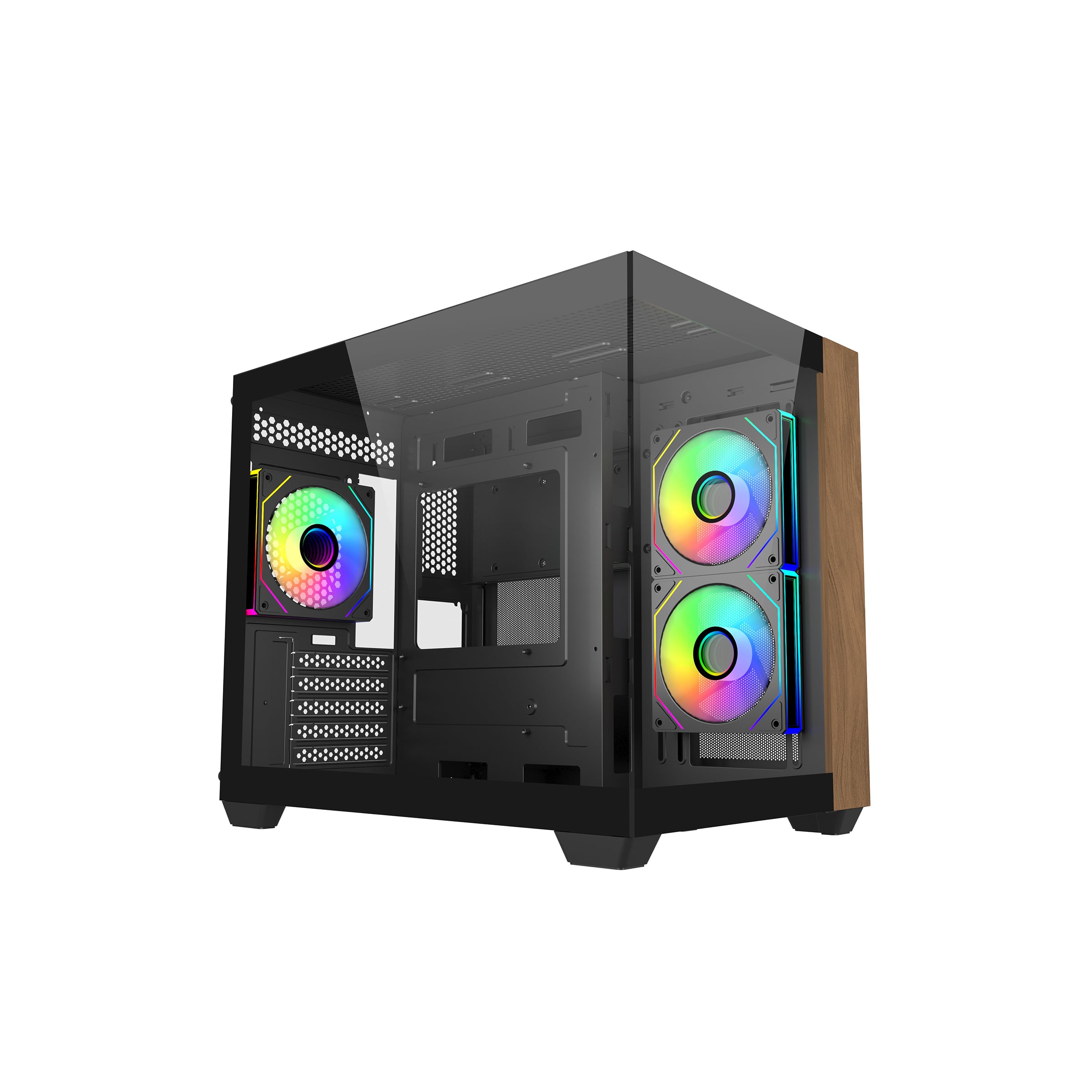 Cooler Master Elite 481 mATX Case Wood Panel 4 ARGB Fans