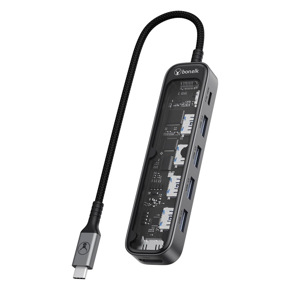 Bonelk Vision USB C 6 In 1 Multiport Hub Clear