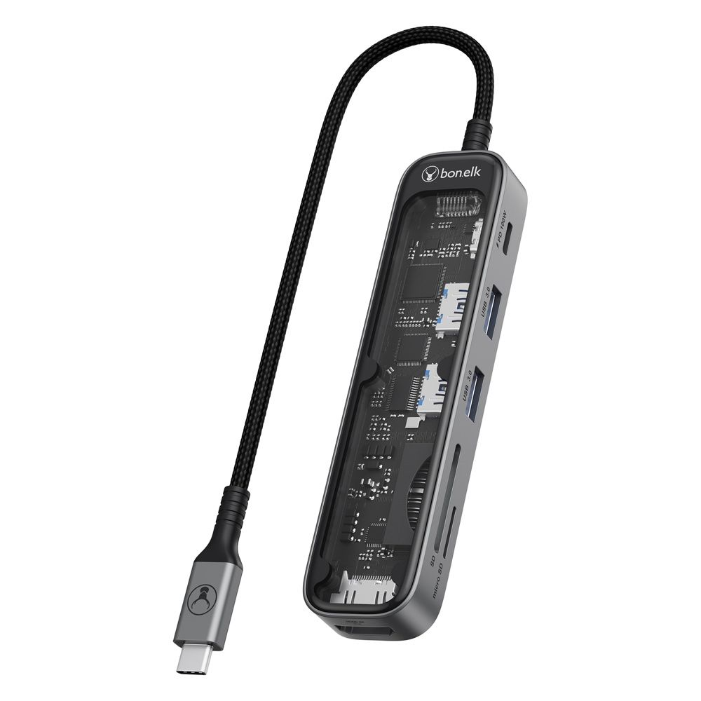 Bonelk Vision USB C 6 In 1 Multiport Hub With Card Reader