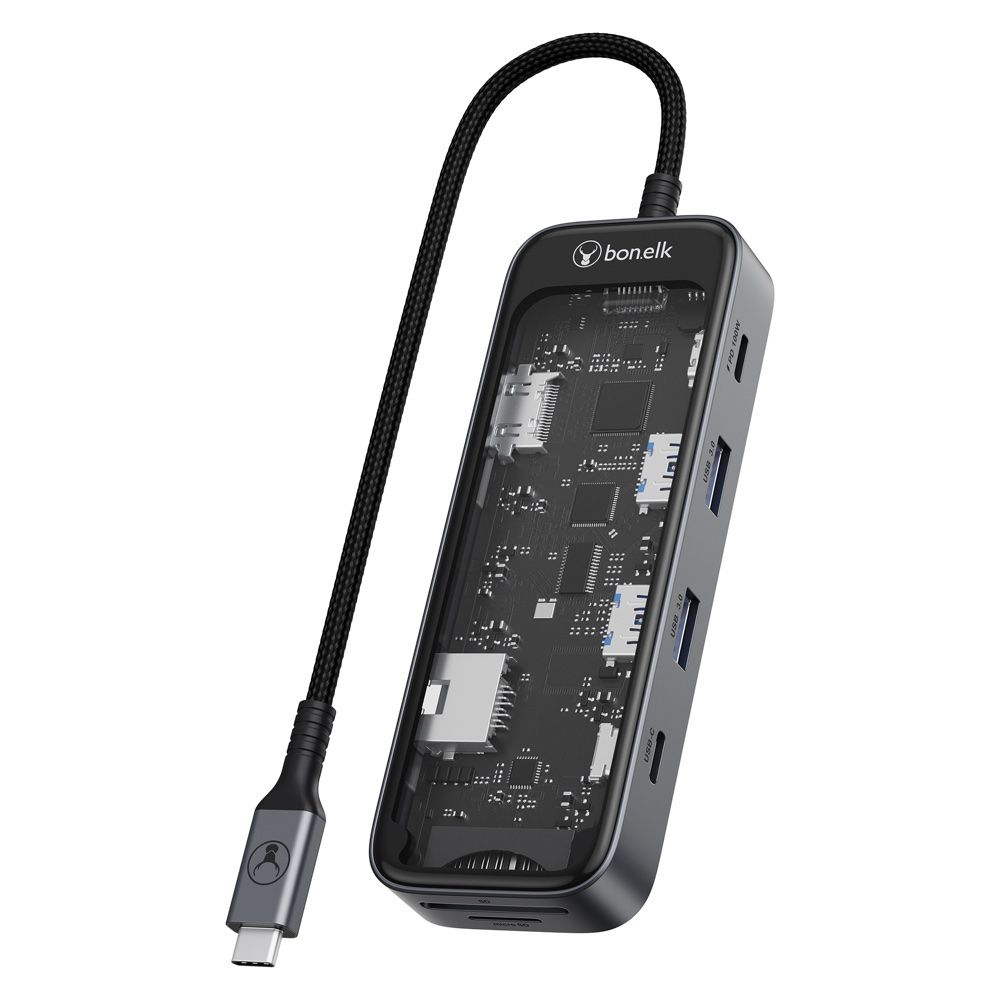 Bonelk Vision USB C 8 In 1 Multiport Hub Clear
