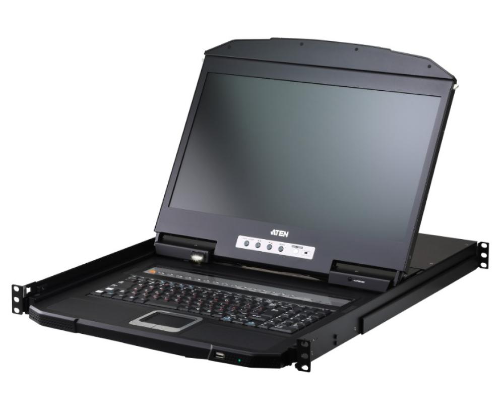ATEN 16 Port USB HDMI Widescreen LCD KVM Switch 18.5 Inch Display