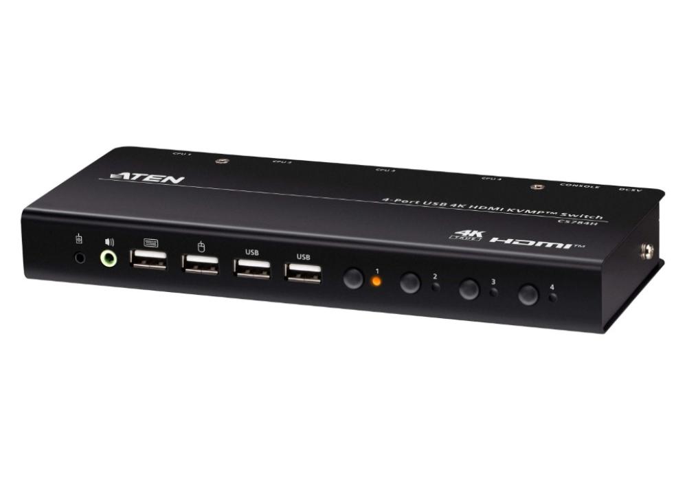 ATEN 4 Port USB 4K HDMI KVMP Switch With Cables Included
