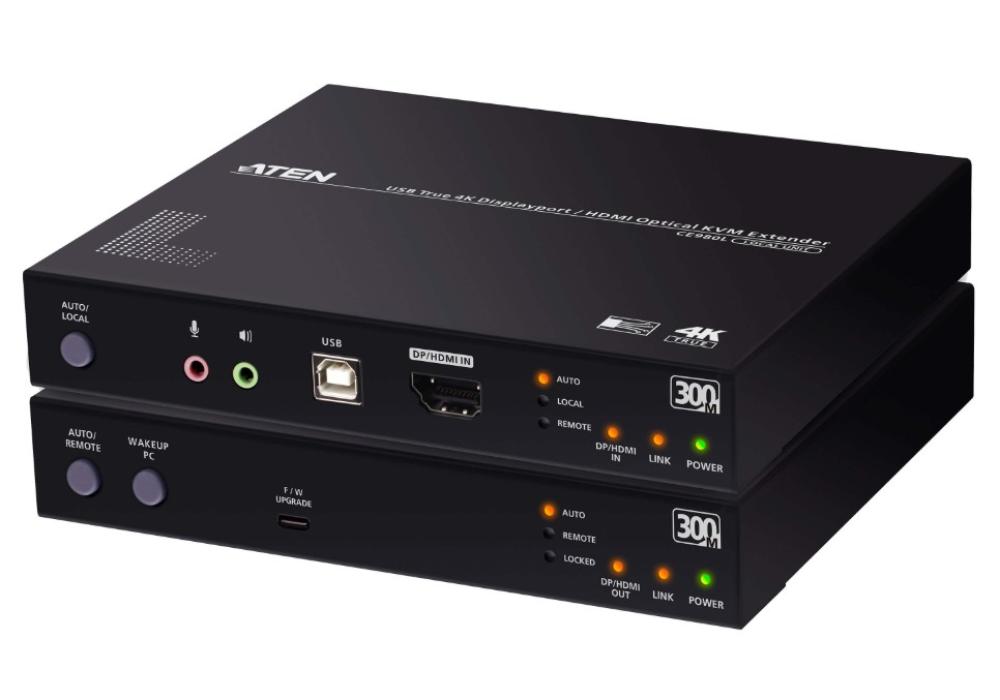 ATEN USB True 4K DisplayPort HDMI Optical KVM Extender 300m