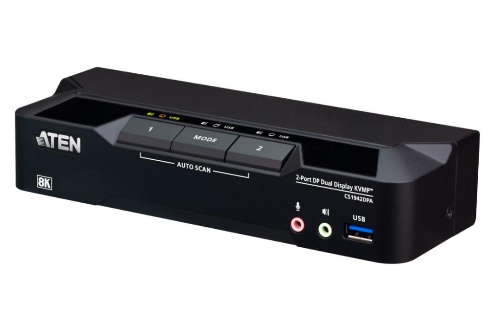 ATEN 2 Port USB 3.0 Dual Display DisplayPort KVMP Switch 8K 7680x4320