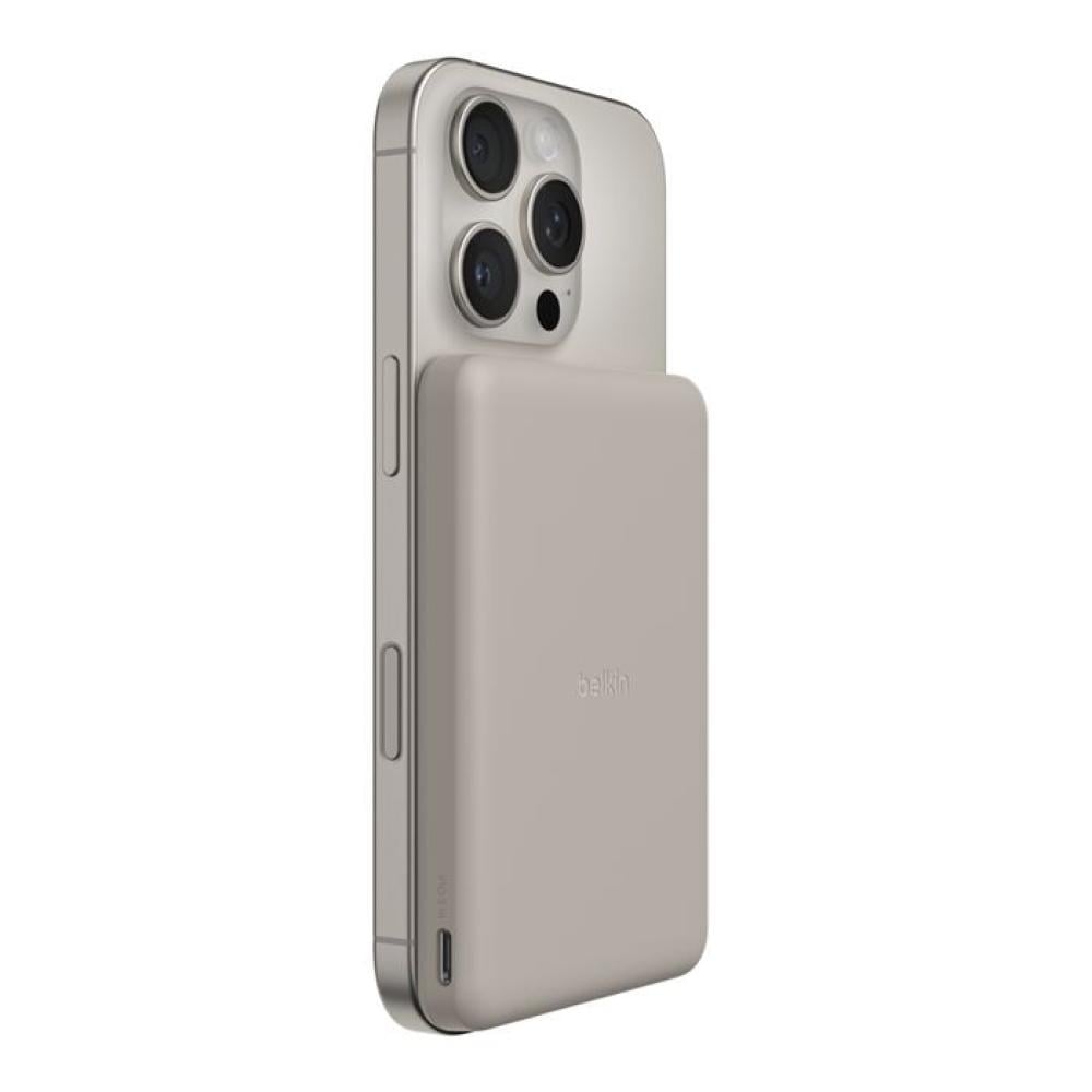 Belkin BoostCharge Slim Magnetic Power Bank 5000mAh Qi2 Sand