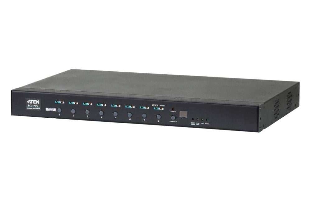 ATEN 8 Outlet 1U Metered Switched Eco PDU With Detachable Display
