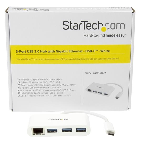 STARTECH 3-port Usb-c Hub With Gigabit Ethernet HB30C3A1GEA