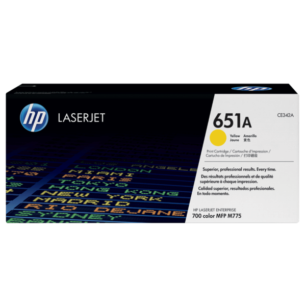 HP 651A Yellow Original LaserJet Toner Cartridge 16k Pages CE342A