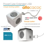 Allocacoc Powercube Extended Usb Powerboard 4-outlets 2 Usb Ports Grey-white 1.5m (ELEAUS5400AUEUPC)
