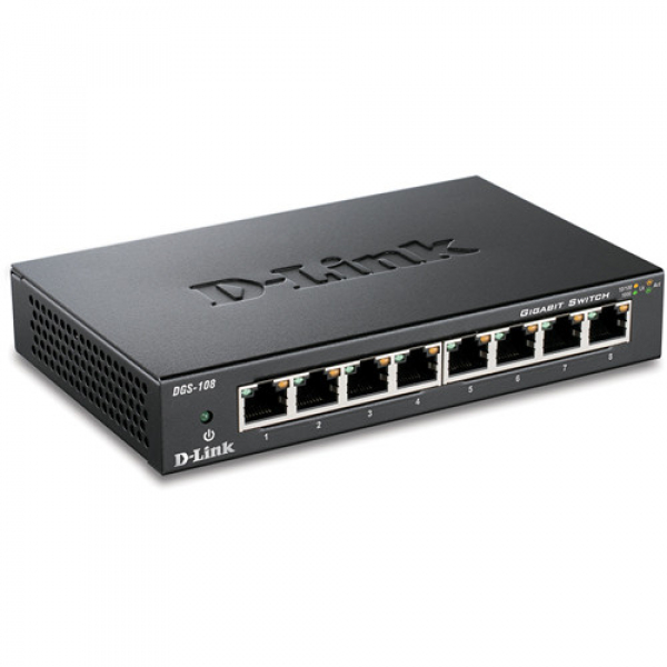 D-LINK 8-Port Gigabit Desktop Unmanaged Switch (Metal DGS-108)