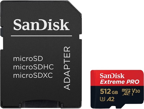Sandisk SDsqxcz-512G-Gn6ma Micro Extreme Pro A2 V30 Uhs-i/u3 170r/90w SD DiGital Media (FFCSAN512GTFQXCZ)