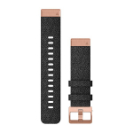 Garmin Quickfit 20 Watch Bands Heathered Black Nylon With Rose Gold Hard (010-12874-00)