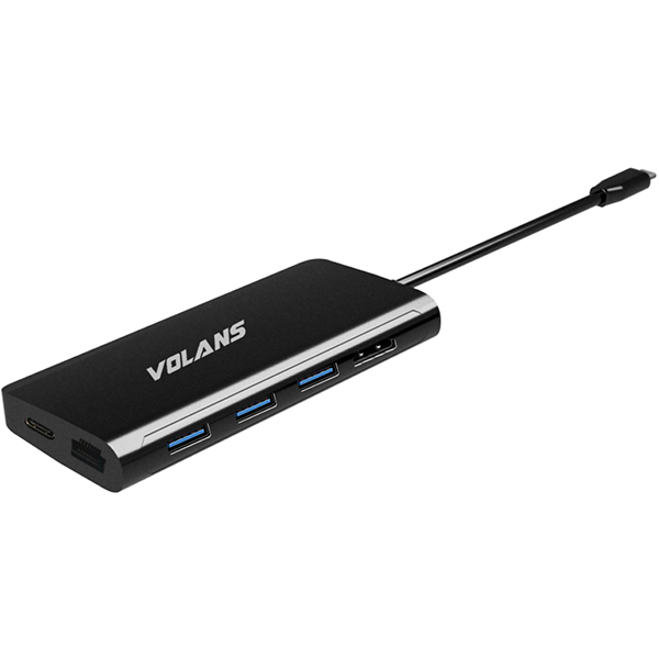 VOLANS VL-UCH3CLR Aluminium USB-C Multiport Adapter Power Delivery HDMI2.0 LAN  3xUSB3.0 card reader