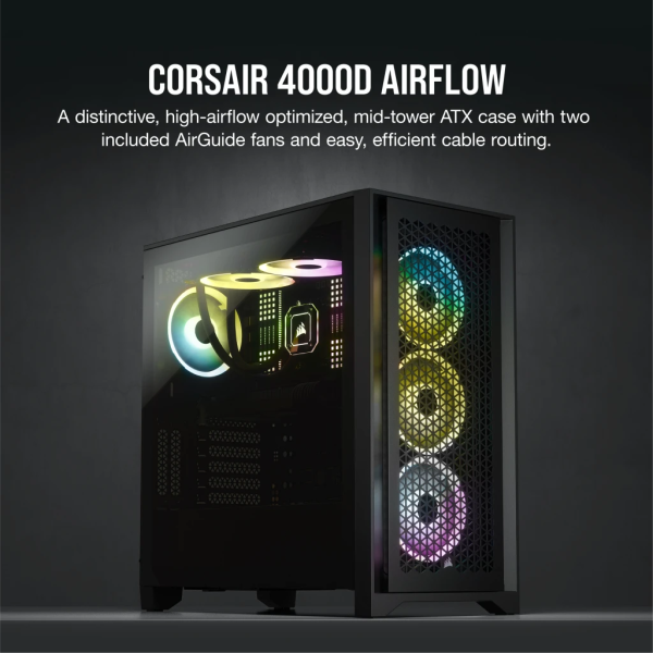 Corsair Carbide Series 4000d Airflow Atx Tempered Glass Black 2x 120mm Fa CC-9011200-WW