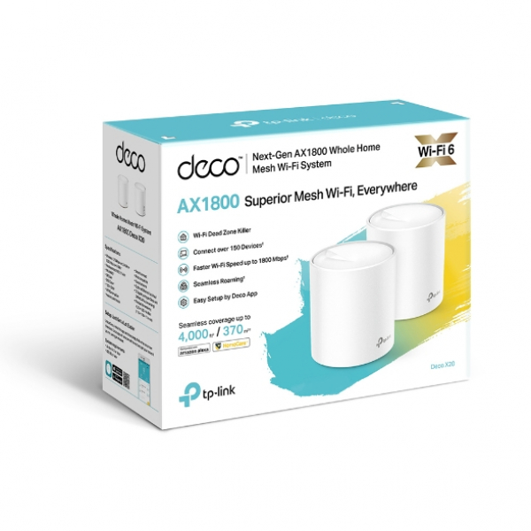 TP-Link Ax1800 Whole Home Mesh Wi-fi 6 System Up To 370 Sqm Cover Deco X20(2-pack)