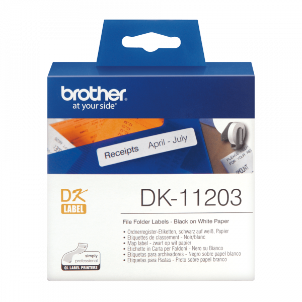 Brother White File Folder Labels 17 X 87mm 300 Labels DK-11203