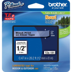 Brother Tz131 P-touch Tape 1/2 In X 26 Ft Black On Clear TZE-131