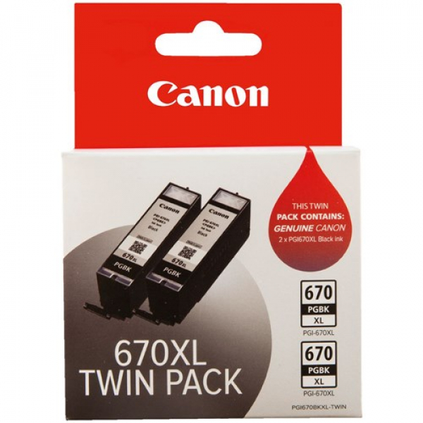 Canon Pgi670xlbk Black Extra Large Ink Tank Twin Pack