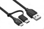 Generic 0.5m Usb To Micro Bm & Type-c Male Combo Cable CB-MP-13