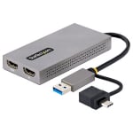 StarTech USB to Dual HDMI Adapter, USB A/C to 2x HDMI Displays 107B-USB-HDMI