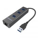 Simplecom CHN410 3 Port USB 3.0 HUB with Gigabit Ethernet Adapter - Black CHN410-BK