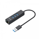 Simplecom CHN420 Aluminium 3 Port USB Hub with Gigabit Ethernet Adapter - Black CHN420-BK