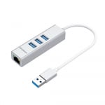 Simplecom CHN420 Aluminium 3 Port USB Hub with Gigabit Ethernet Adapter - Silver CHN420-SL