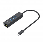 Simplecom CHN421 Aluminium USB-C to 3 Port USB HUB with Gigabit LAN - Black CHN421-BK