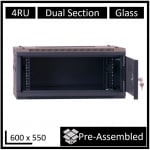 Leader Assembled 4u Hinged Wall Mount Cabinet (600mm X 550mm) Glass Door WB-DS65040NB