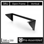 Leader Open Frame 3u Vertical Wall Mount Frame (500mm X 150mm) - Black M WB-CA-3503