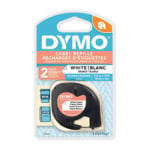 Dymo Letratag Paper 12mm X 4m White 2 pack 10697