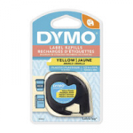 Dymo LetraTag Yellow Plastic 12mm X 4m 91332