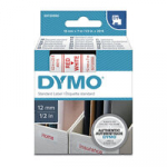 Dymo D1 Red on White Tape 12mmx7m S0720550