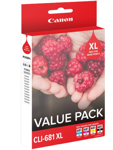 Canon CLI-681 XL Ink Cartridge Black, Cyan, Magenta, Yellow CLI681XLVP