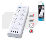 Sansai 8 Outlet USB-A & USB-C Master On/Off switch Powerboard PAD PAD-8088