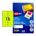 Avery Av L7162FY-16UP Yellow Laser Labels Pack 25 35942