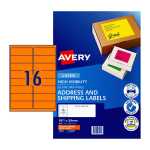 Avery Orange Laser Label L7162 16UP Pack 25 35972